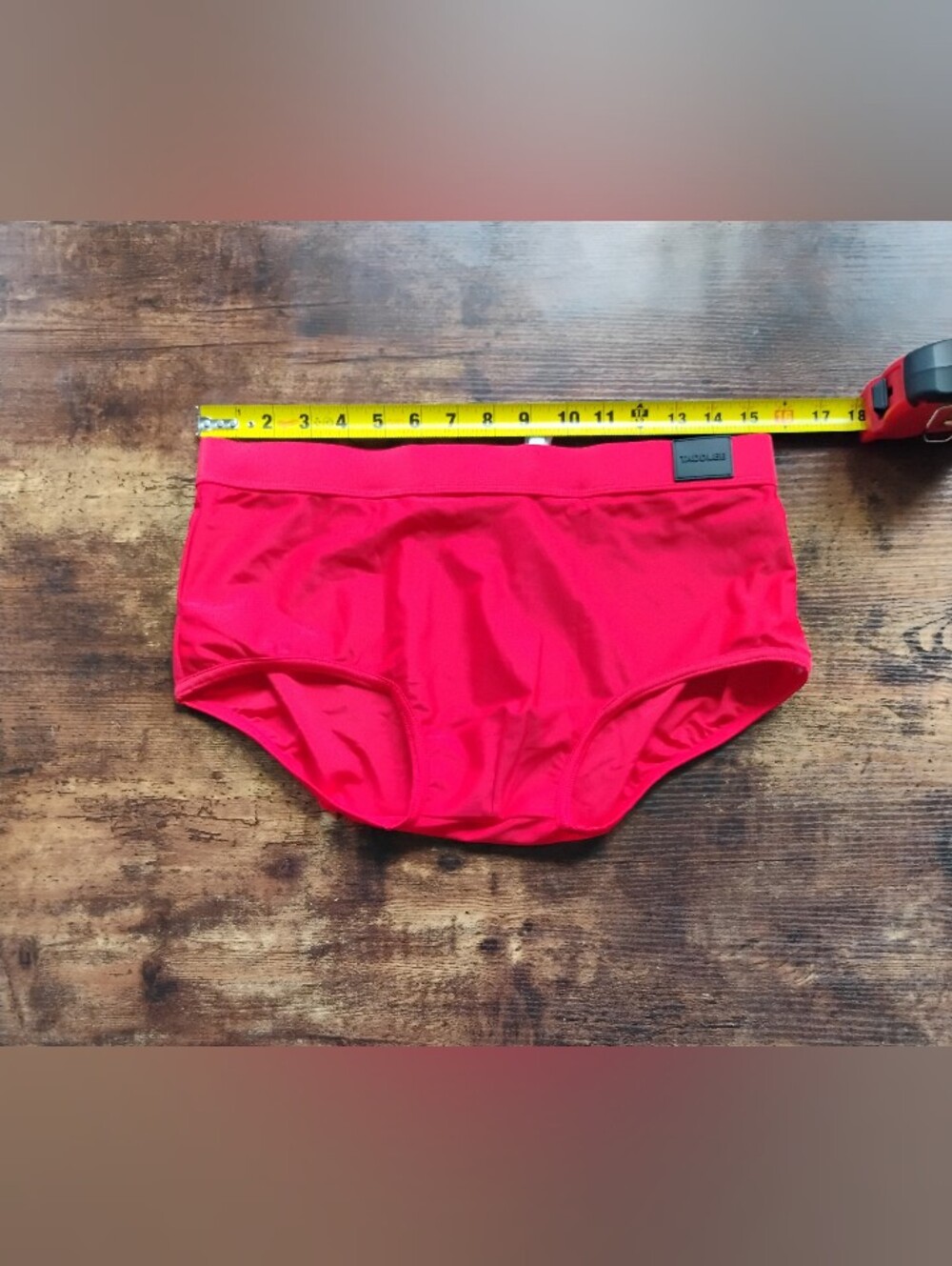 Men's Red Swim Trunks with Branded Waist Patch